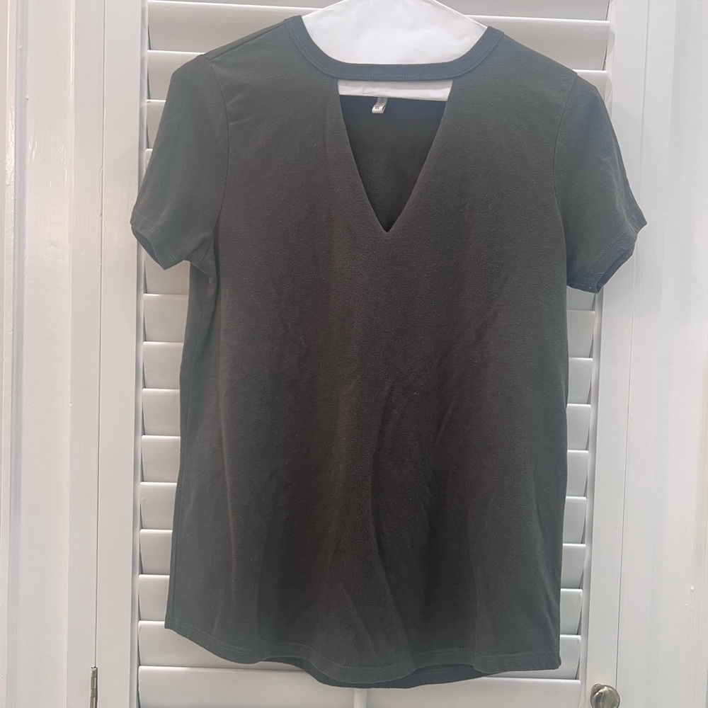 Z Supply Dark Green V-Neck Short Sleeve Tee